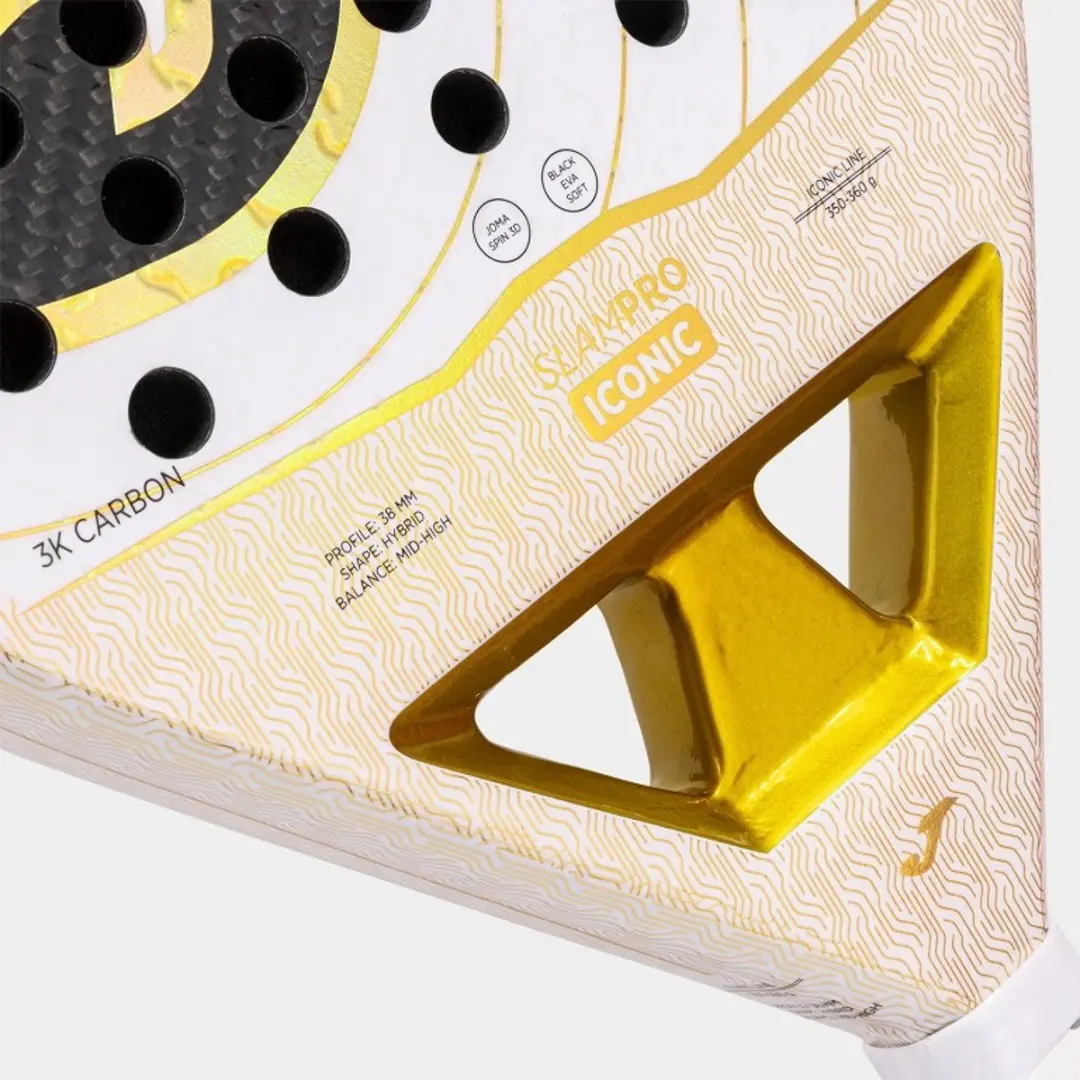 Joma Slam Pro Iconic Padelracket L2 - Wit/Goud - afbeelding 2 van 6