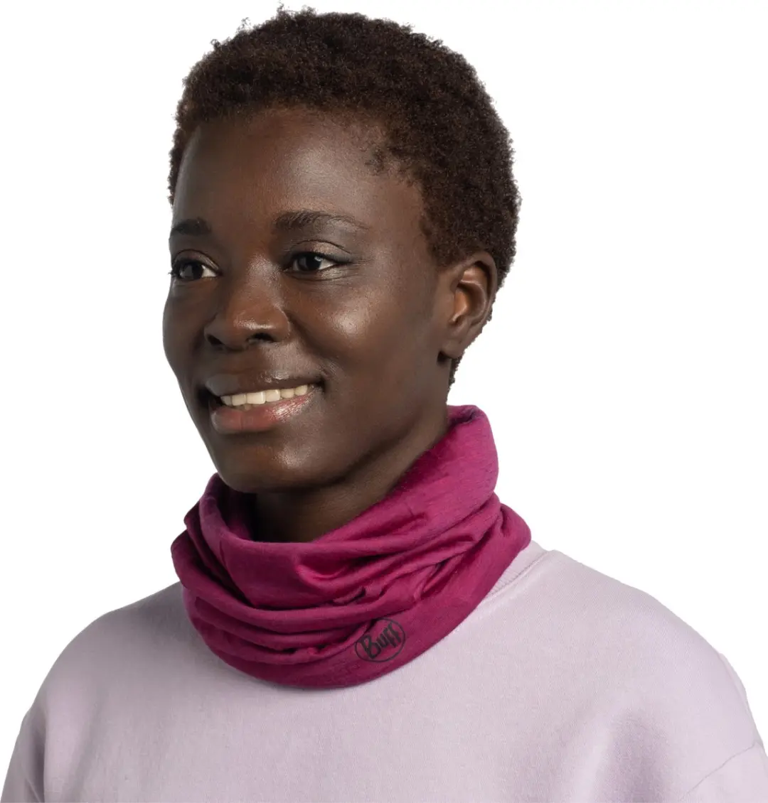 Buff Neckwarmer Lightweight Merino Wool Solid Magenta