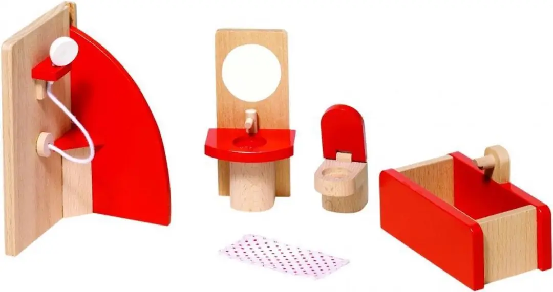 Goki Houten Poppenhuis Badkamer 5-delig