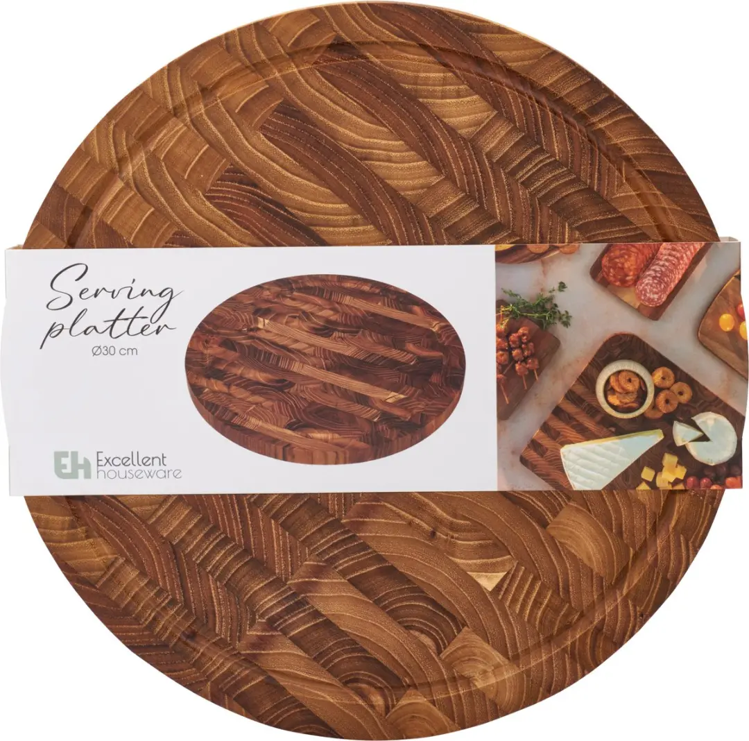 Snijplank Teak rond 28x2cm.