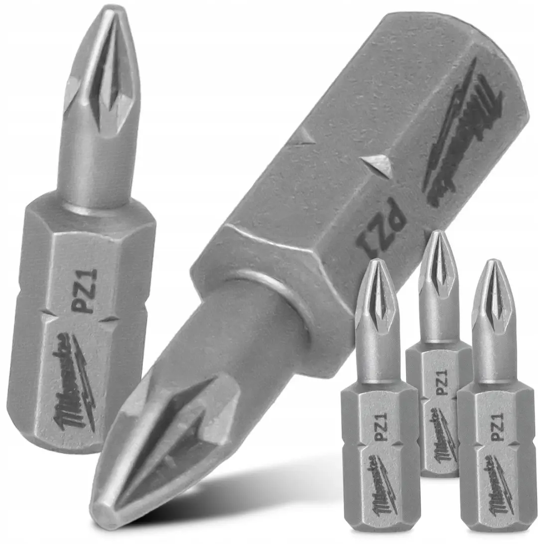 3x Milwaukee PZ1 Bit 25mm Magnetisch Pozidriv S2 Staal