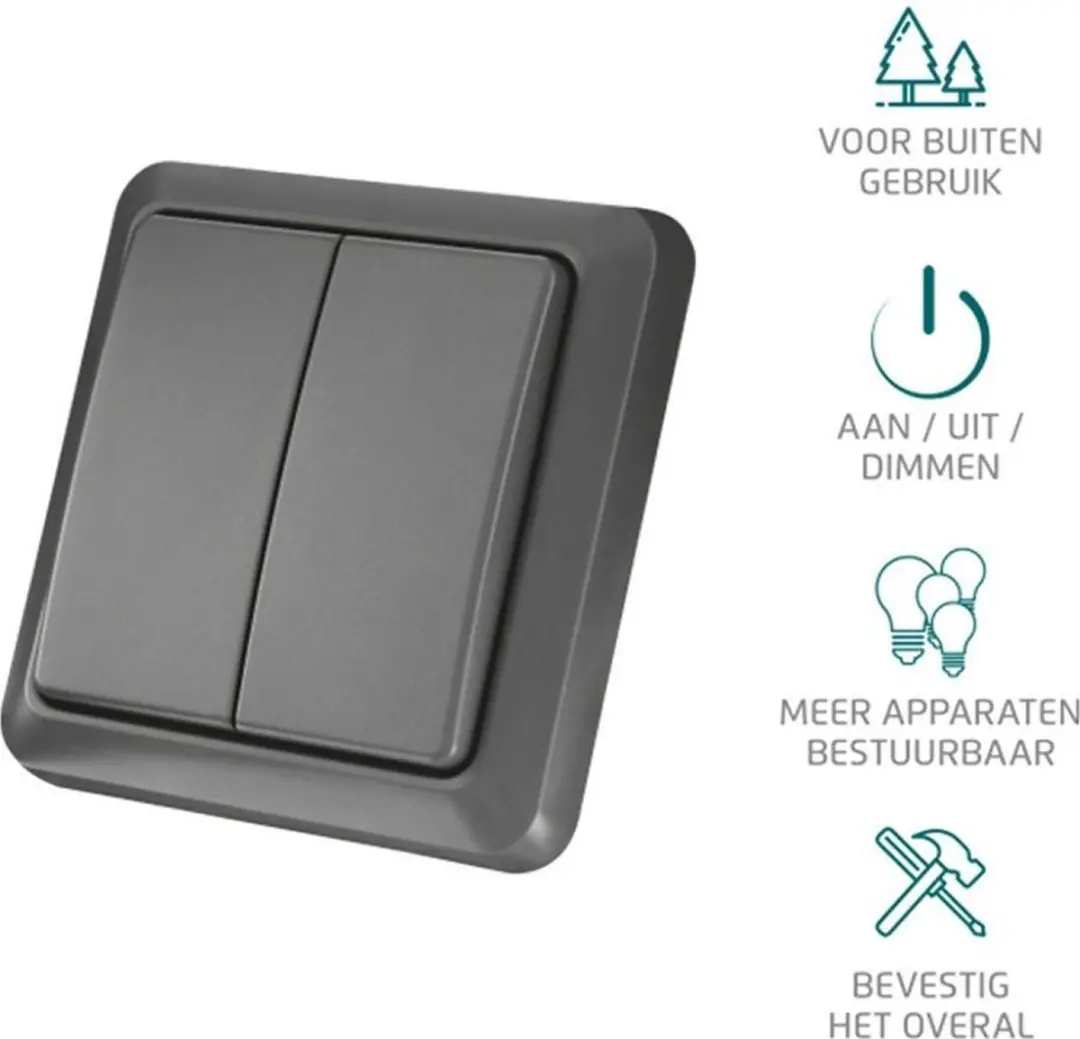 KlikAanKlikUit AGST-8802 Dubbele Opbouwschakelaar - Zwart - afbeelding 6 van 6
