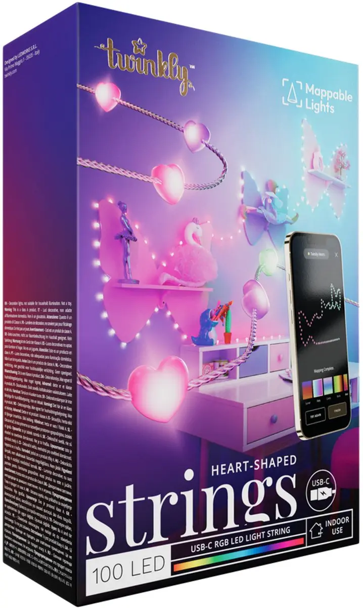 Twinkly Strings USB-C Hearts Slimme snoerverlichting Wi-Fi/Bluetooth