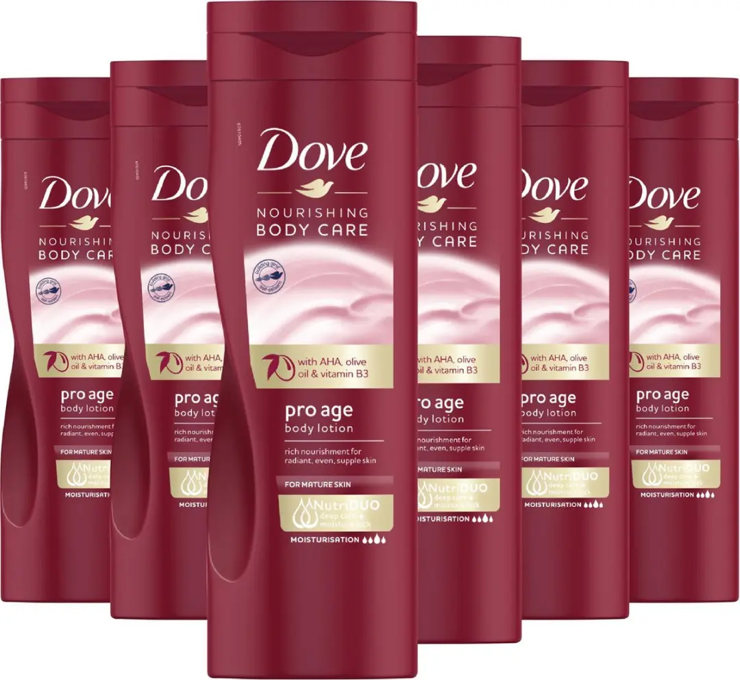 6 x 400 ml Dove Bodylotion NutriDuo Pro Age met AHA, Olijf olie en Vit B3