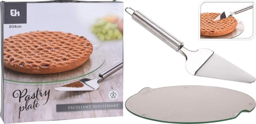 Plateau glas met taartschep