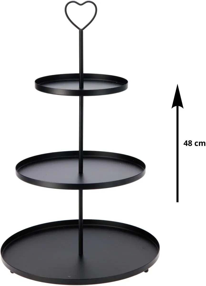 Excellent Houseware 3-laags Etagere 48x30cm - Zwart