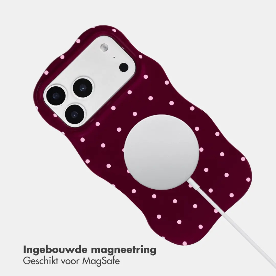 Selencia Hoesje iPhone 17 Pro Wavy Backcover - MagSafe - Donkerrood