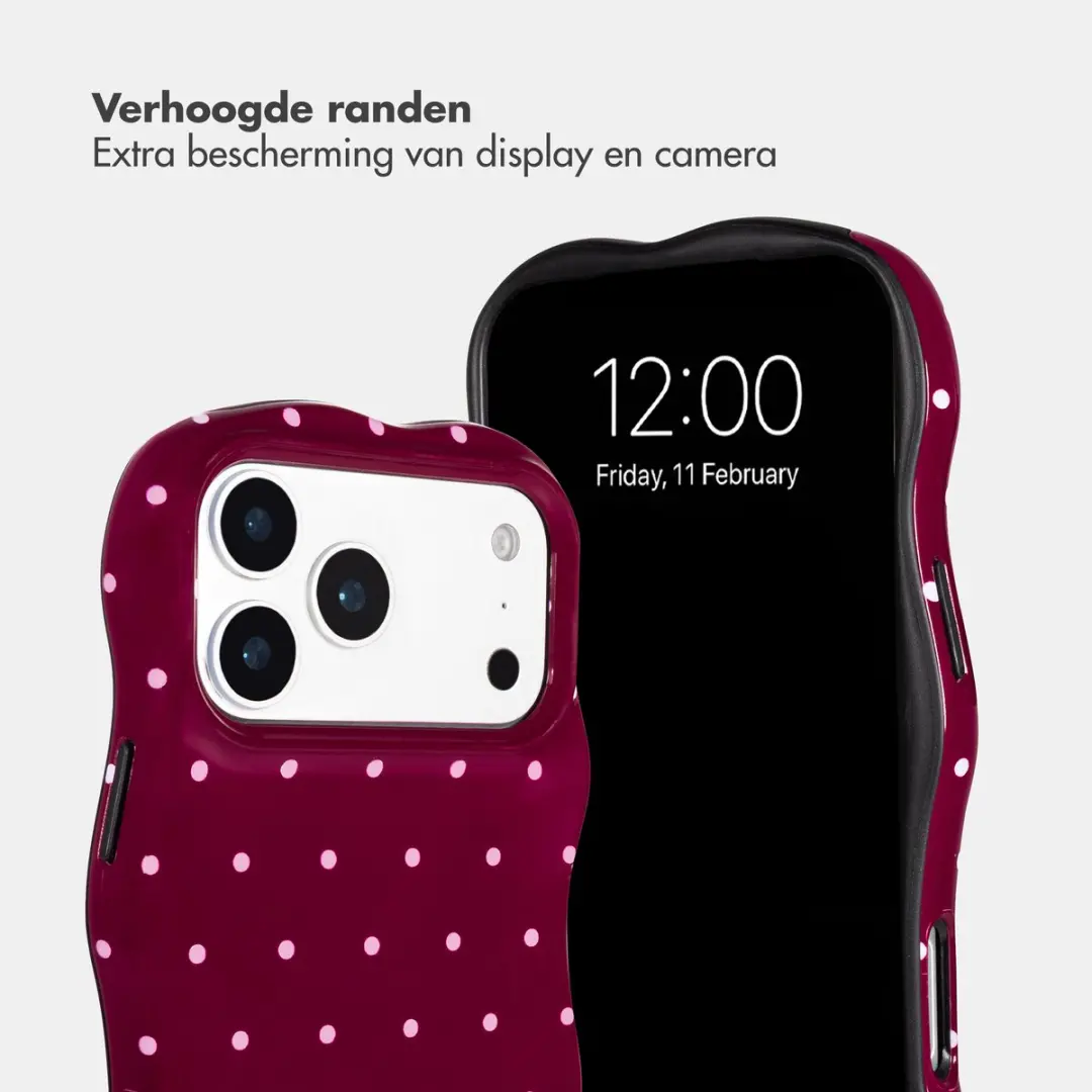 Selencia Hoesje iPhone 17 Pro Wavy Backcover - MagSafe - Donkerrood - afbeelding 6 van 6