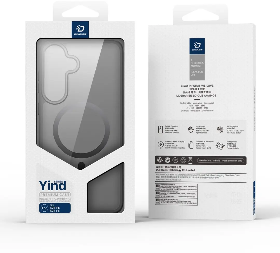 Dux Ducis Yind Series Hoesje Samsung Galaxy S26 FE - Mat Transparant Zwart - MagSafe