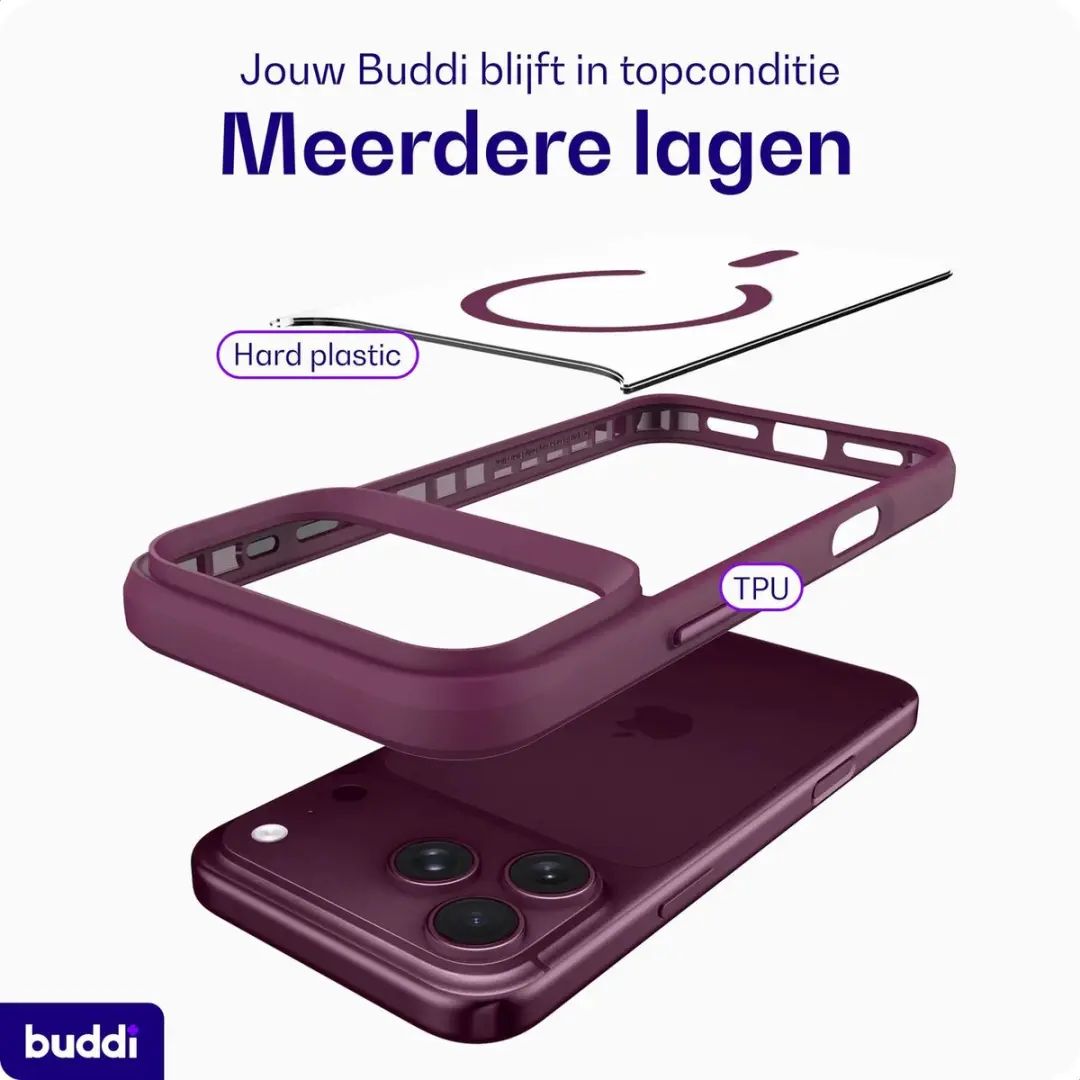 Buddi Hybrid Hoesje iPhone 14 Pro Max - MagSafe Rood