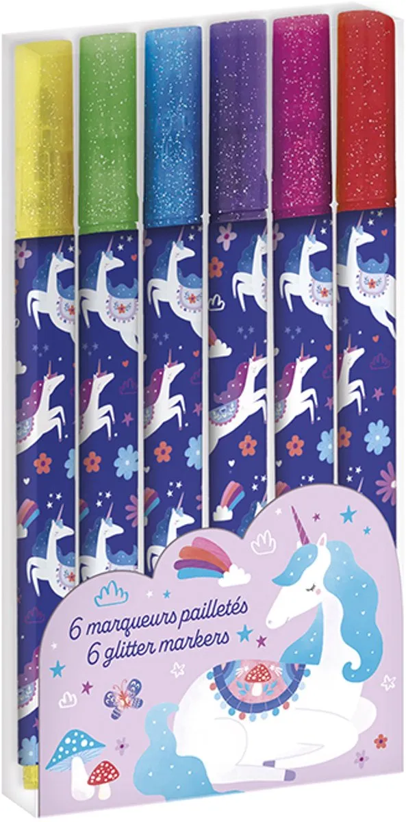 Janod Dreamland Unicorn Glitterstiften - 6 Stuks - Multikleur