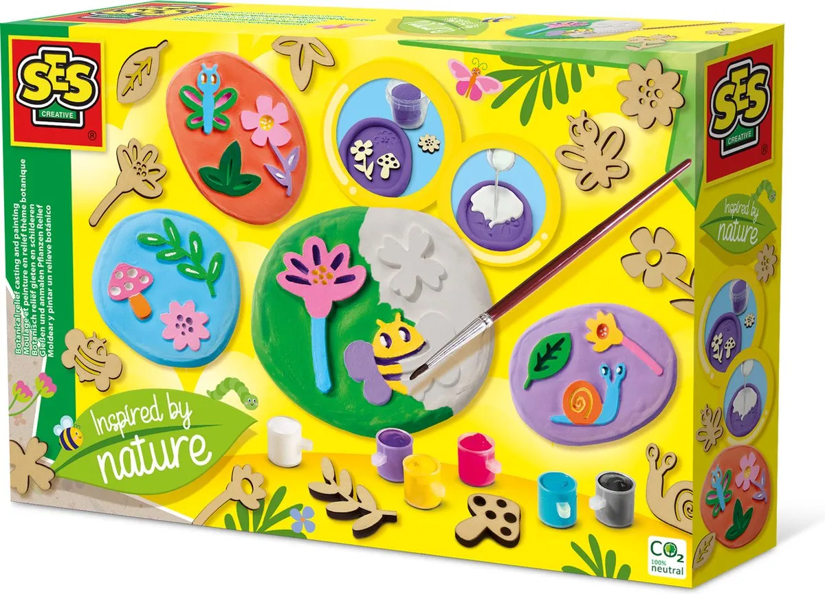 SES Creative Botanisch Reliëf Gips Gieten & Schilderen - 2x90g Klei