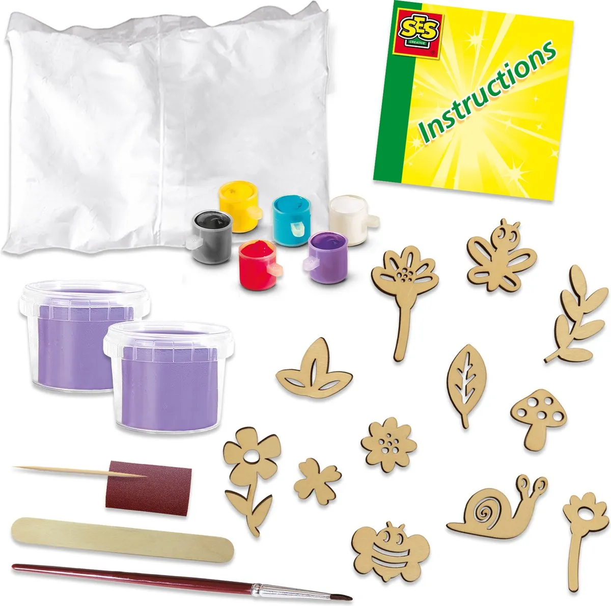 SES Creative Botanisch Reliëf Gips Gieten & Schilderen - 2x90g Klei