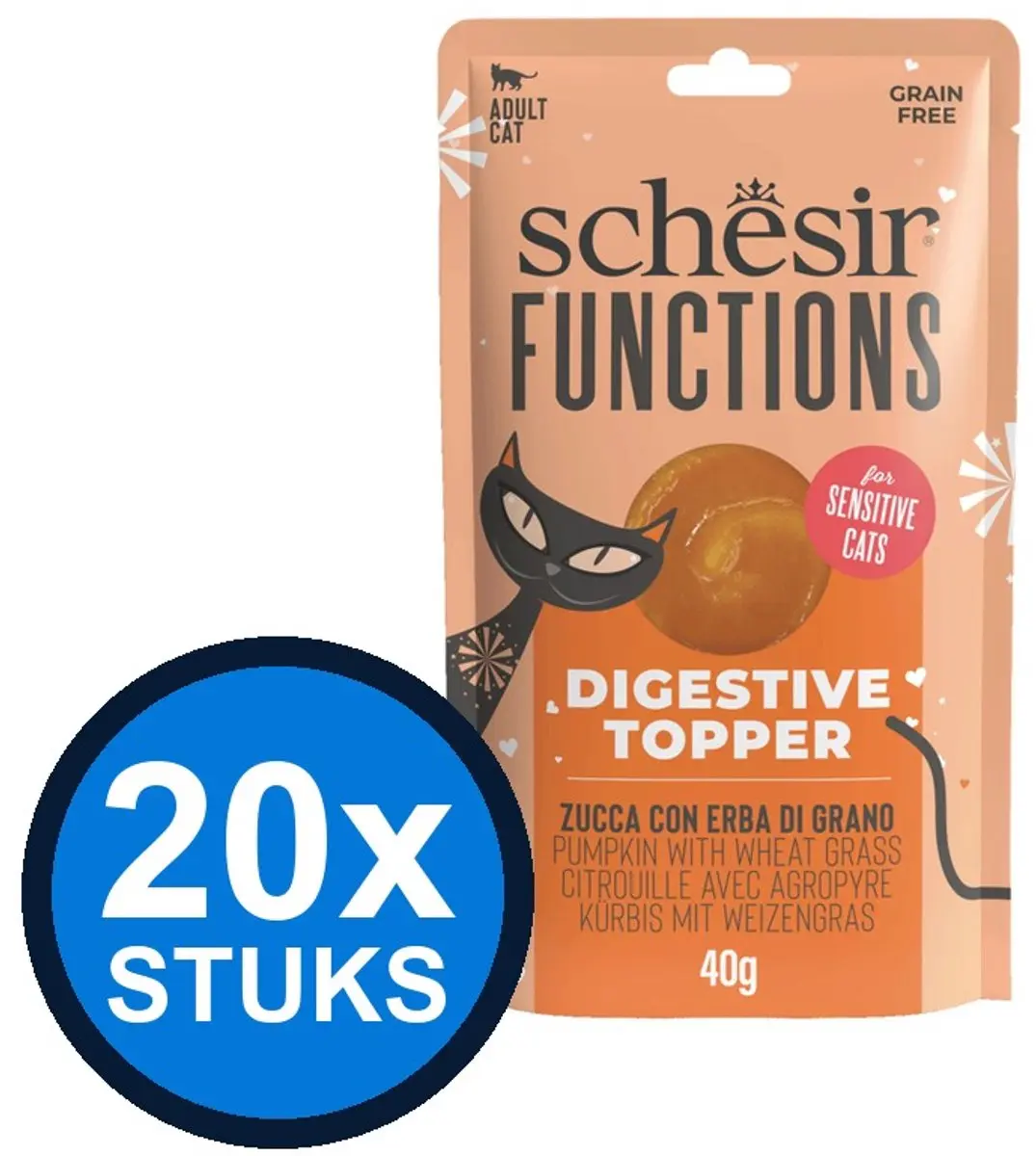 24x Schesir Functions kat digestion topper 12x40gr