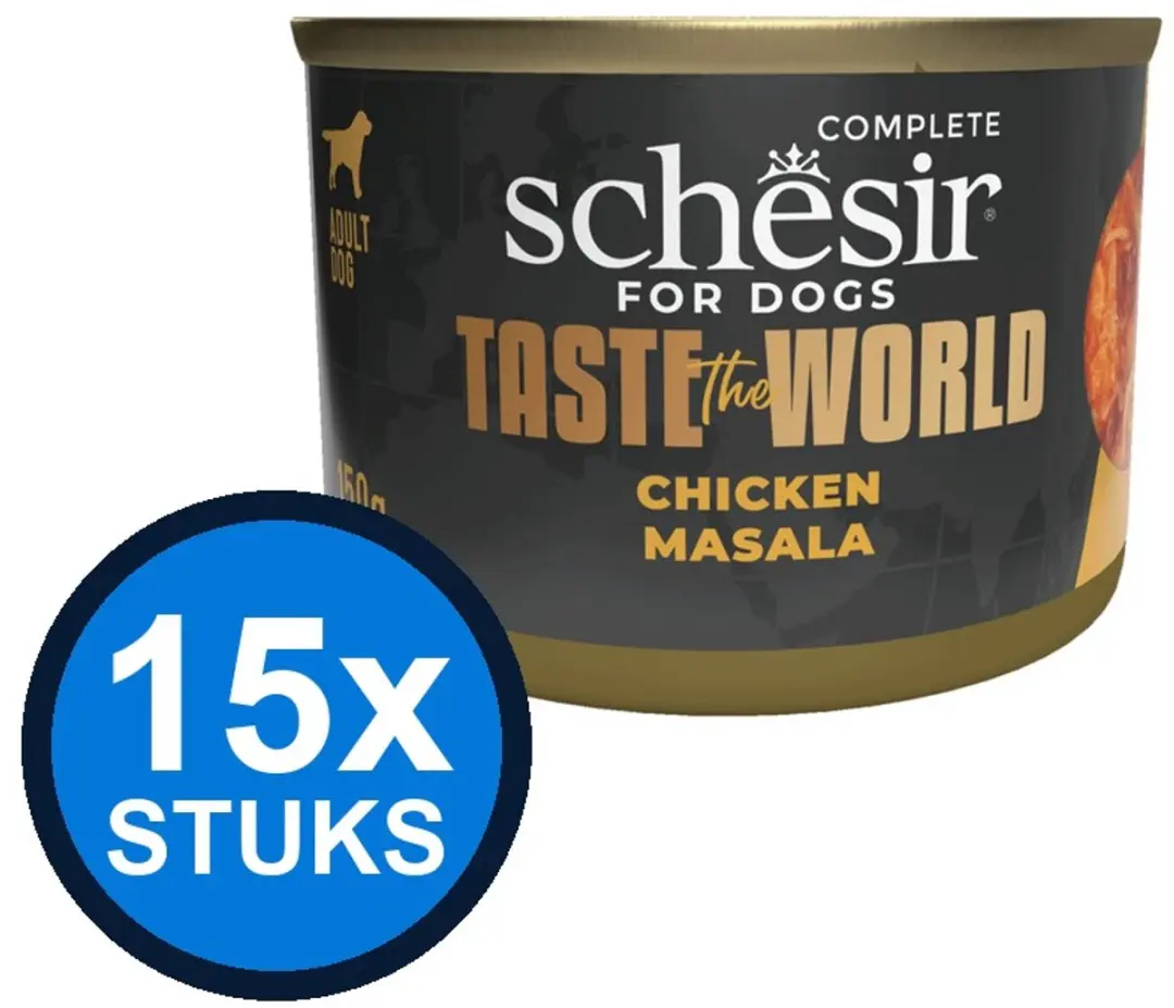 8x Schesir Taste The World hond blik kip masala 150gr
