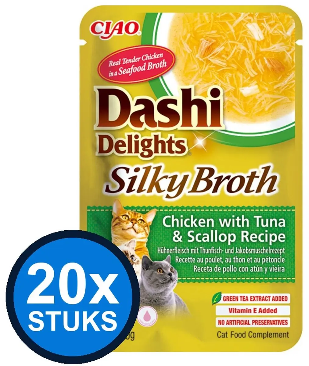 20x Ciao Dashi Delights silky broth cat chicken&tuna&scallop 40gr