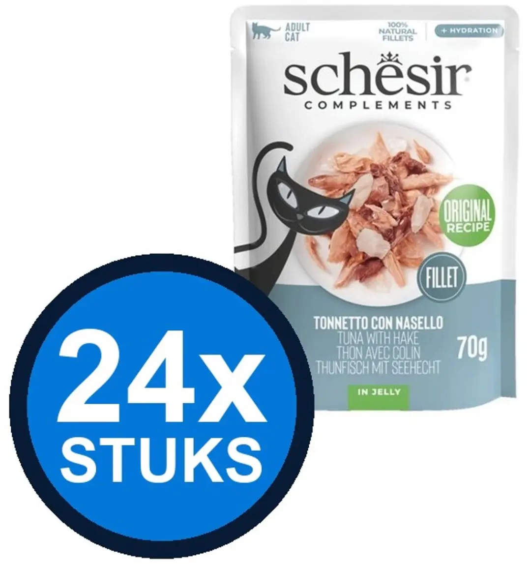24x Schesir Complementary kat blik gelei tonijn&heek 70gr