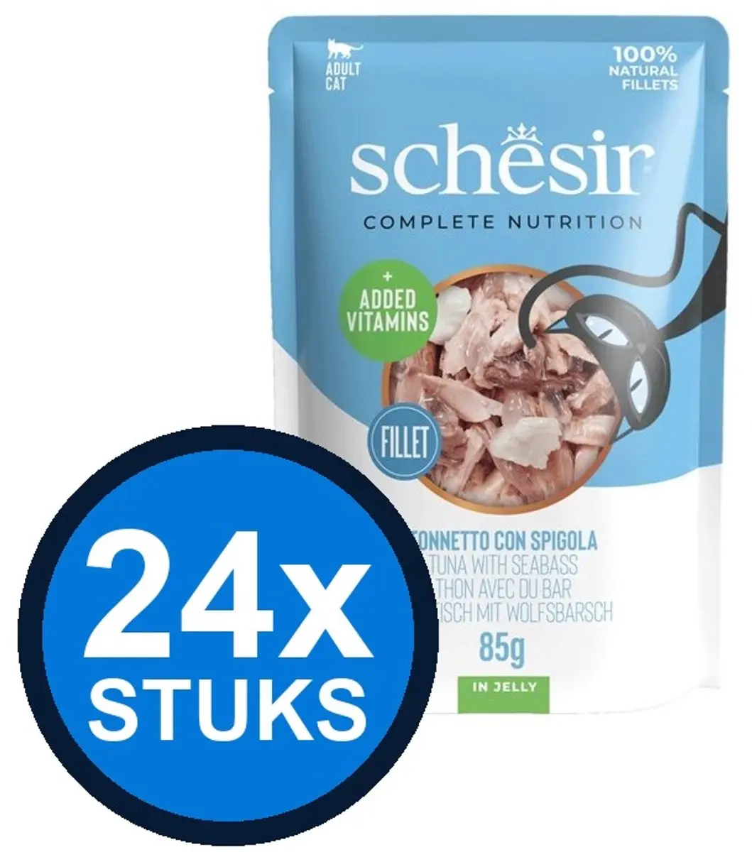 24x Schesir Complete&Balanced kat pouch gelei tonijn&zeebaars 85gr