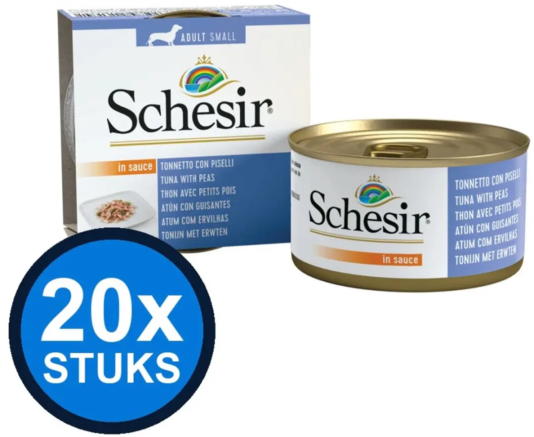 28x Schesir hond blik saus tonijn&erwten 85gr