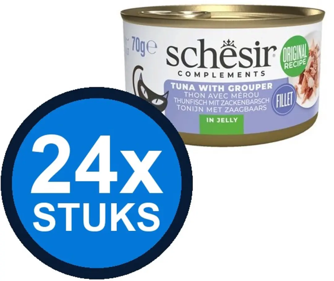 24x Schesir Complementary kat blik gelei tonijn&zeebaars 70gr
