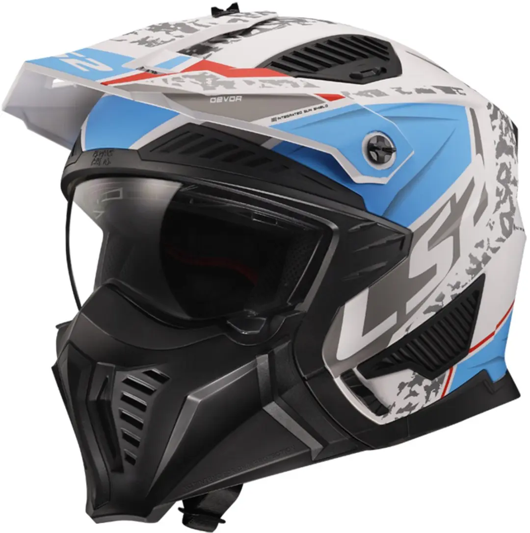 LS2 OF606 Drifter Devor Matt Wit Blauw 06 Multi Helm