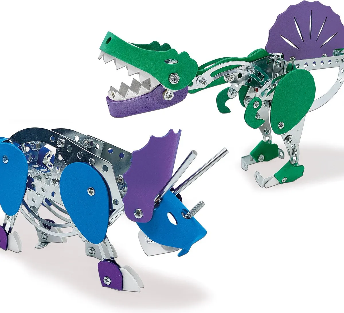SES Creative Metaal Constructieset Dino - Triceratops & Spinosaurus - 2 Stuks