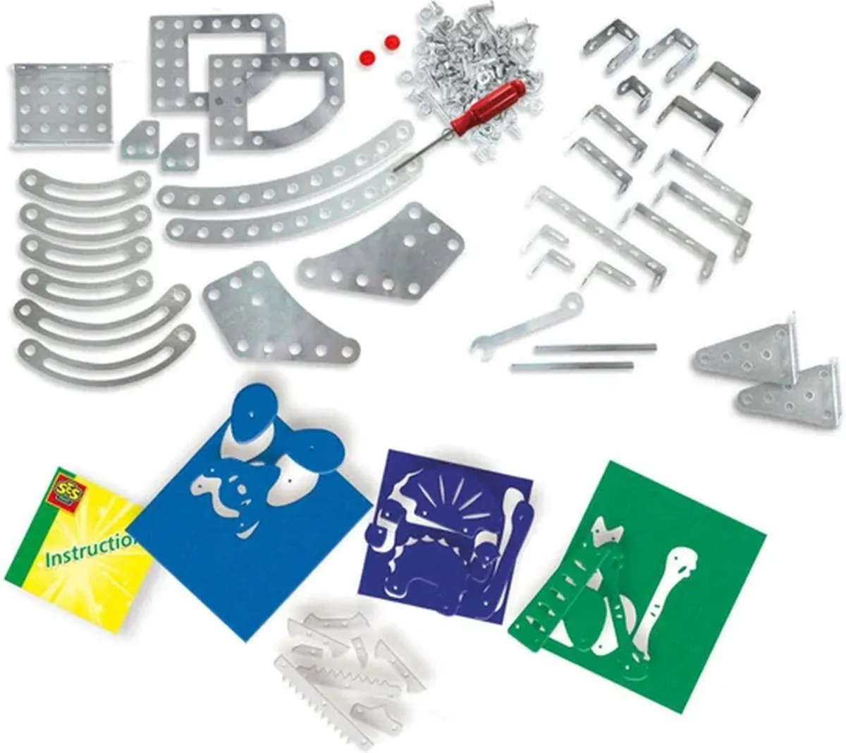 SES Creative Metaal Constructieset Dino - Triceratops & Spinosaurus - 2 Stuks