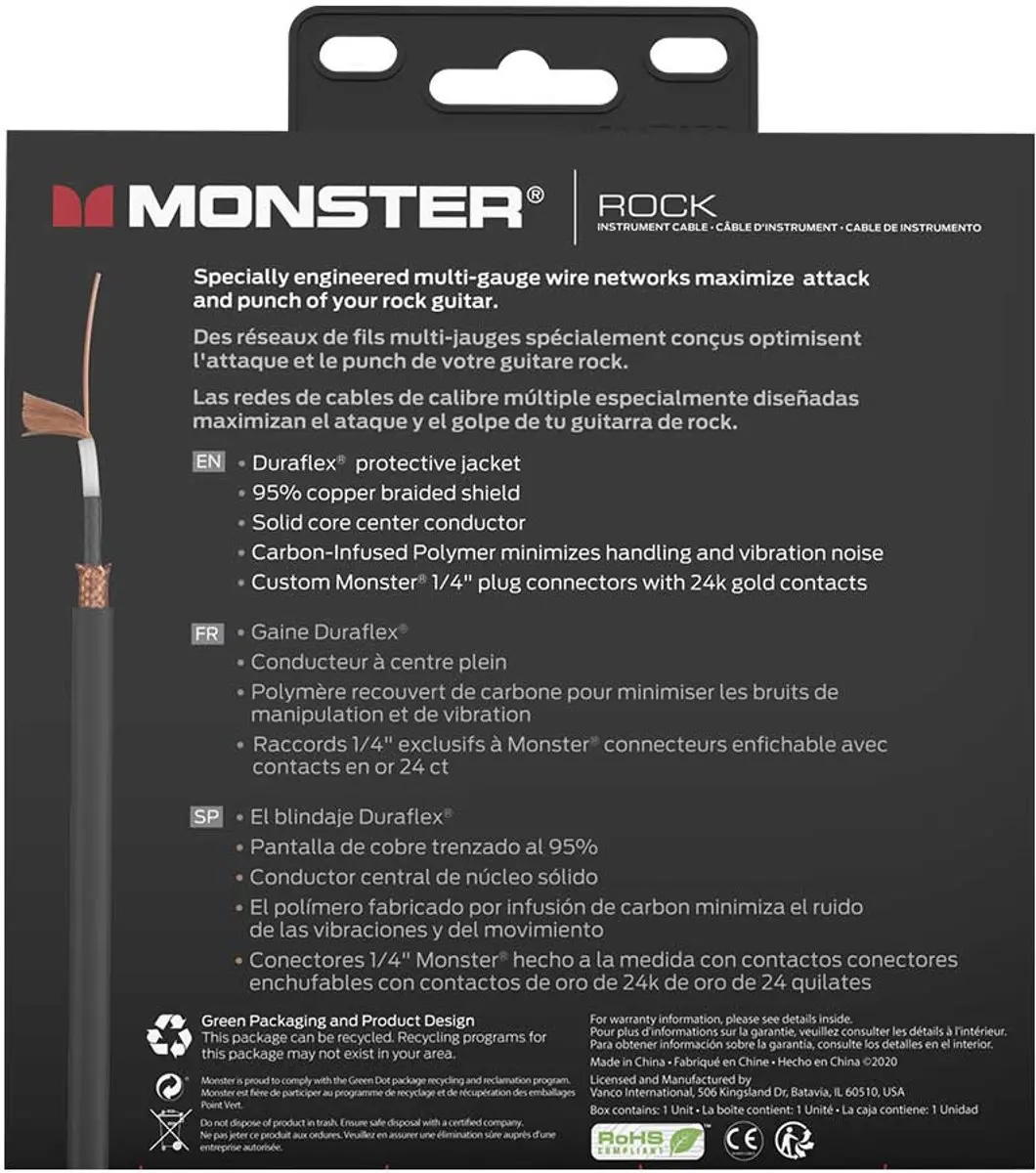Monster Cable Rock Gitaarkabel 600626 - 1.8m - Zwart