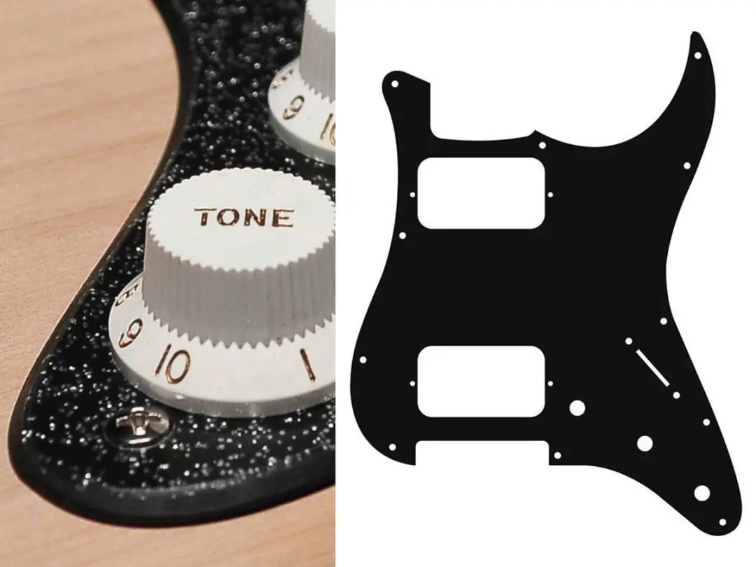 Boston ST-233-SBK pickguard, Stallion, HH, 3 pot holes, 3-5 switch, 2 ply, spark