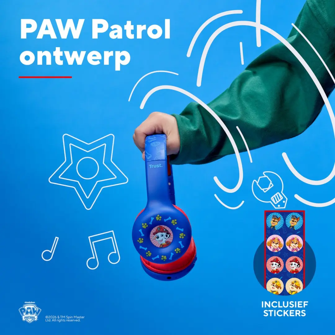 Trust Nouna PAW Patrol Draadloze Kinderkoptelefoon Blauw - 85dB - afbeelding 4 van 6