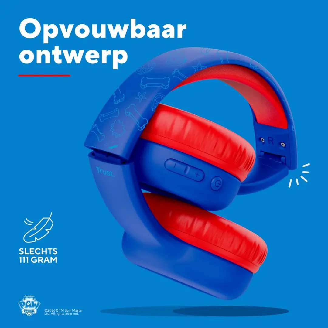 Trust Nouna PAW Patrol Draadloze Kinderkoptelefoon Blauw - 85dB - afbeelding 3 van 6