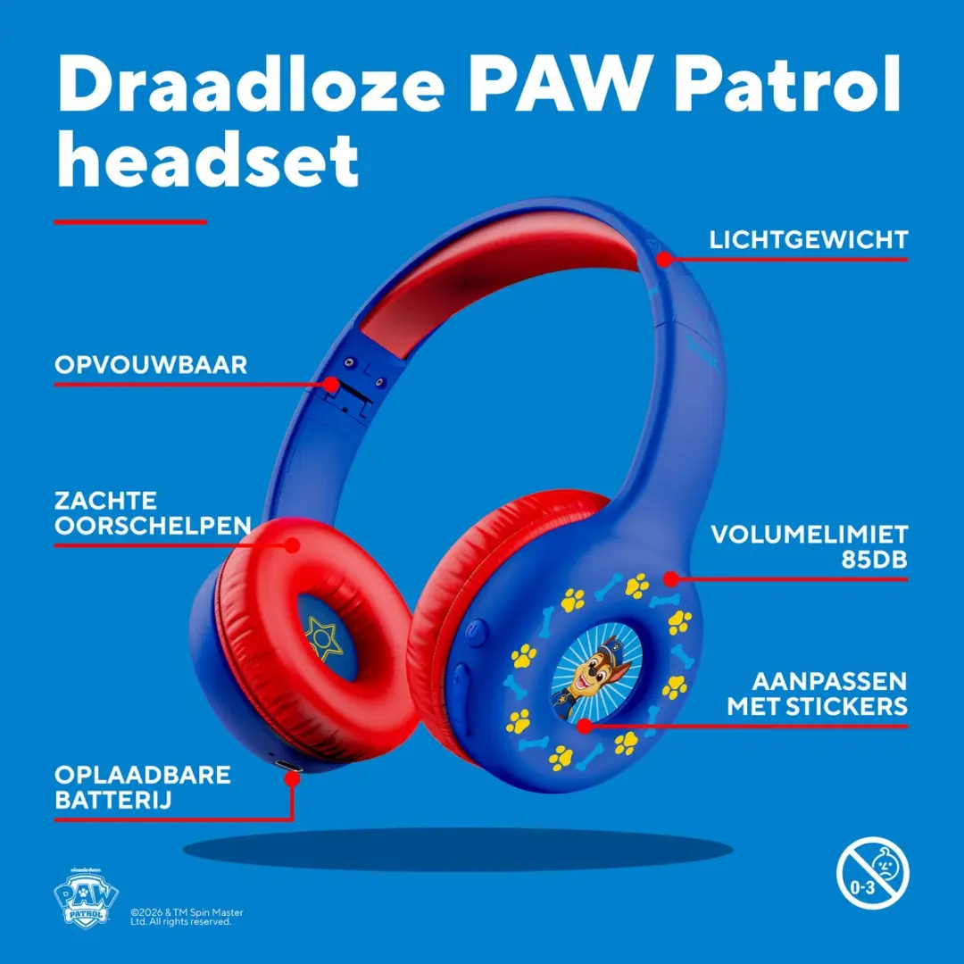 Trust Nouna PAW Patrol Draadloze Kinderkoptelefoon Blauw - 85dB - afbeelding 5 van 6
