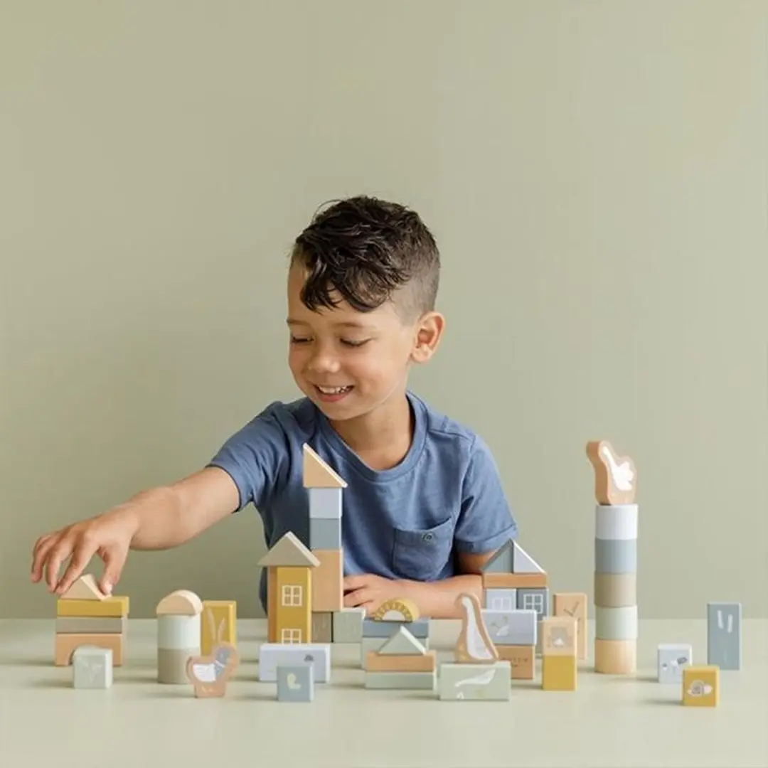 Little Dutch Bouwblokken LD7019 - 50 Stuks - Blauw