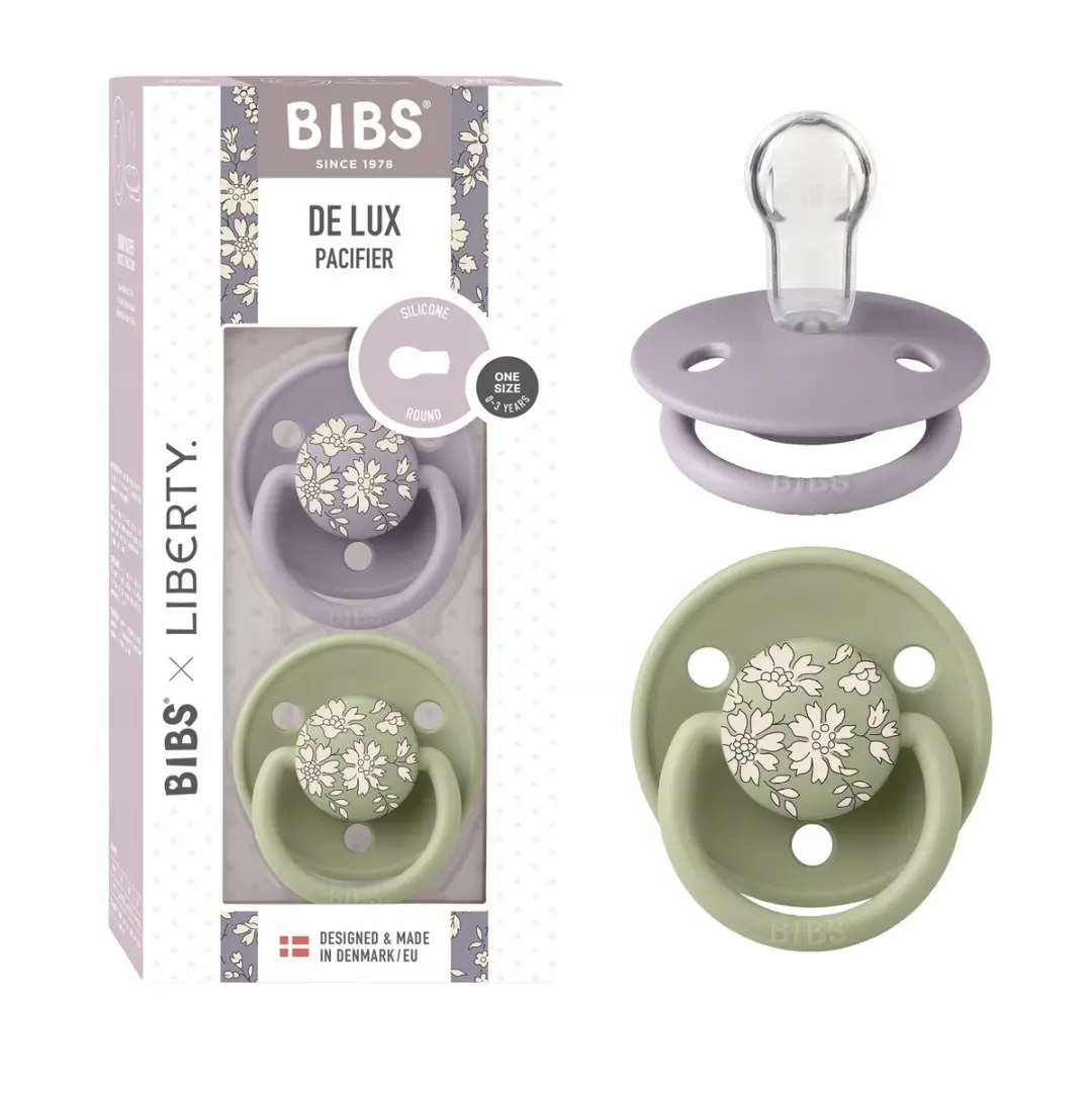 BIBS De Lux Ronde Siliconen Speen Set 2 stuks 0-36m Sage & Capel