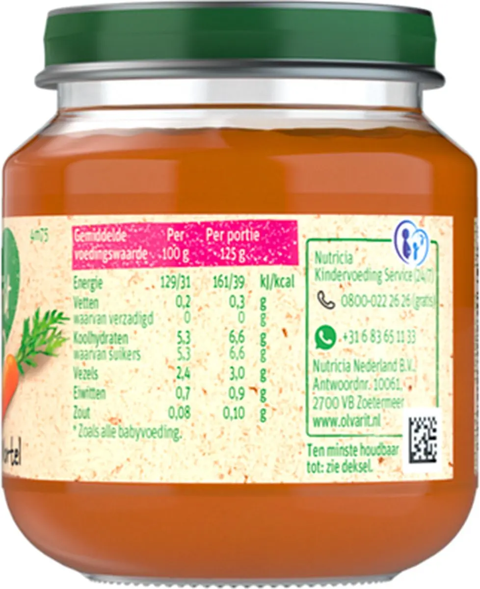 Olvarit Groentehapje Wortel 125g - afbeelding 5 van 6
