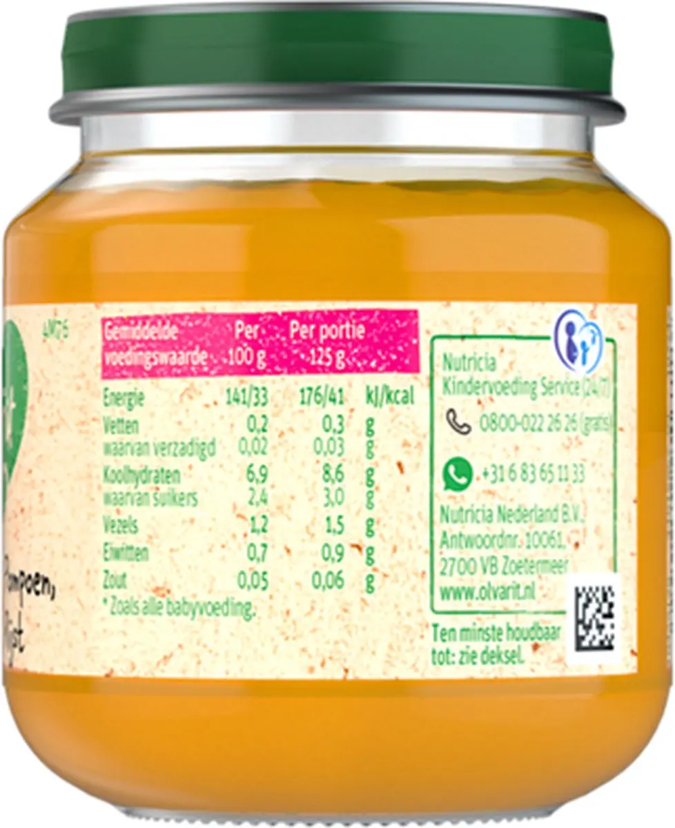 Olvarit Groentehapje Pompoen Rijst 125g