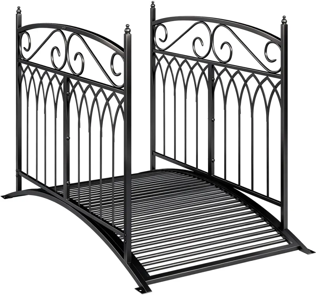 Outsunny Tuinbrug-Metaal-135,5L x 74B x 91H cm-Zwart