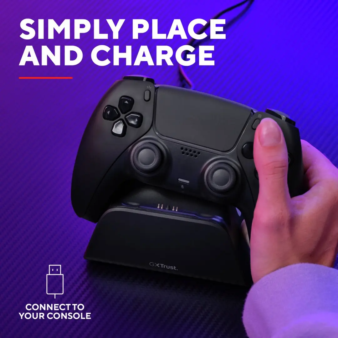 Trust GXT 255 Snellaadstandaard PS5-controller - Zwart - afbeelding 5 van 6