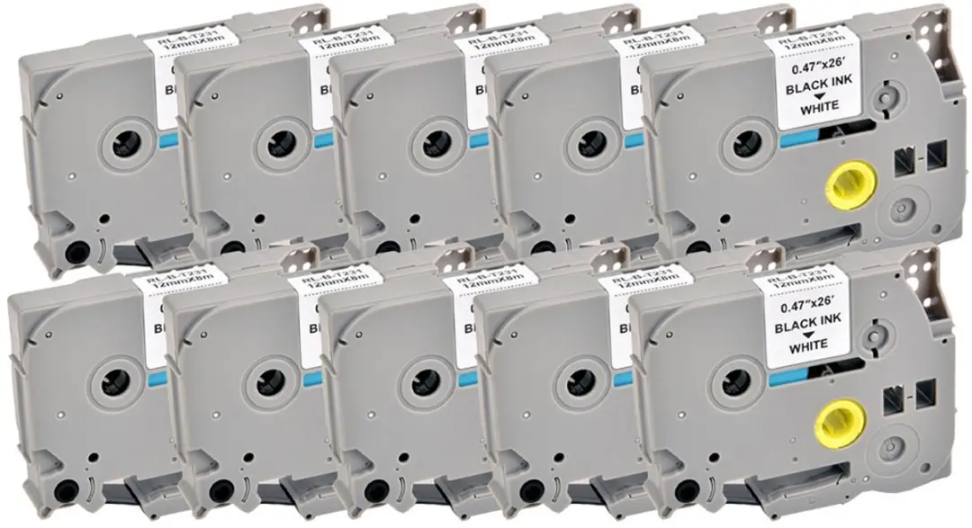 G&G 5T231-10TD Labeltape - Wit/Zwart 12mm - 10 Stuks