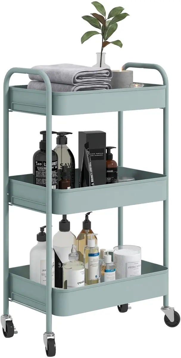 HOMCOM-Gebruikskar-Staal-45x30,6x79cm-Lichtblauw
