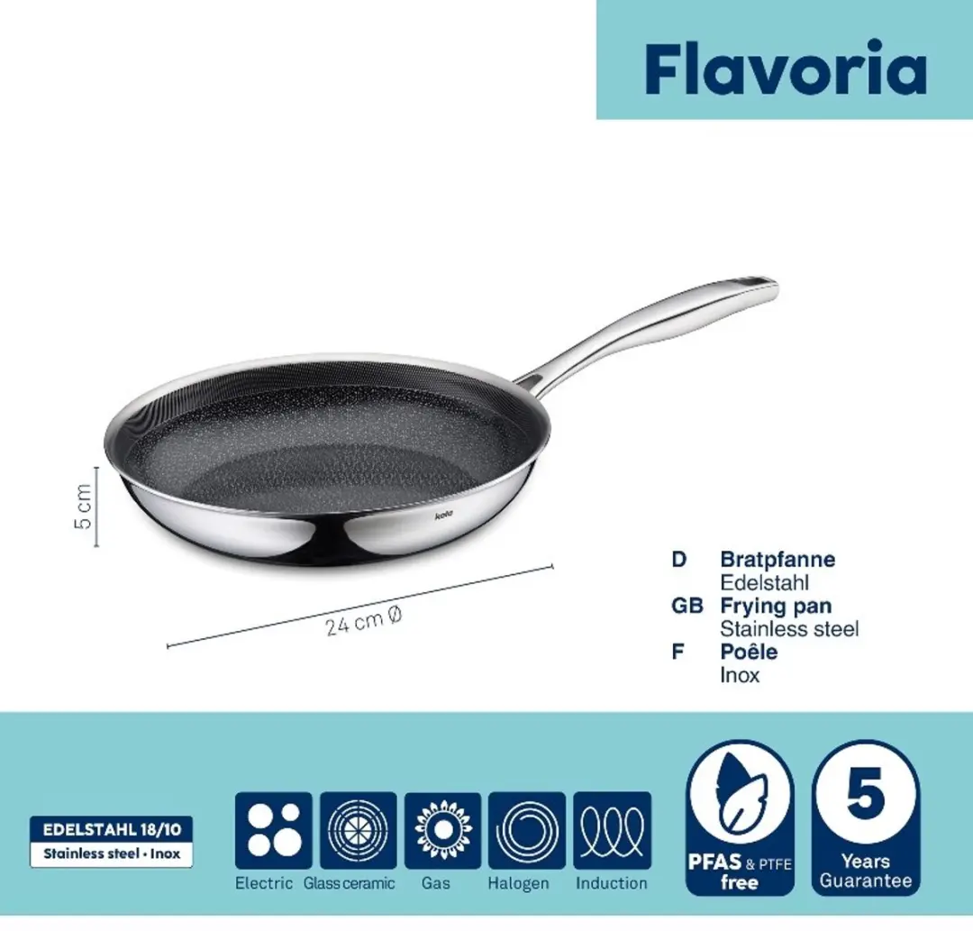 Kela Flavoria Roestvrijstalen Pan 24cm - Antiaanbaklaag - afbeelding 3 van 6