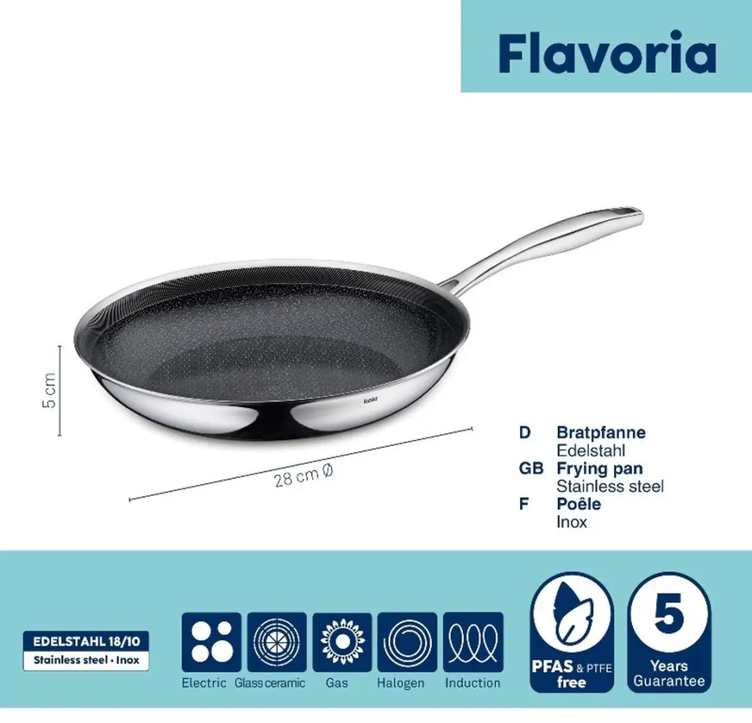 Kela Flavoria Roestvrijstalen Pan 28cm - Antiaanbaklaag - afbeelding 3 van 6