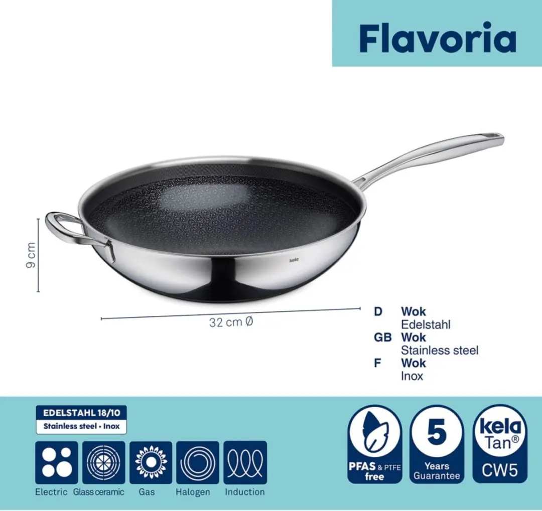 Kela Flavoria Roestvrijstalen Wokpan 32cm - 4,5L - afbeelding 2 van 3
