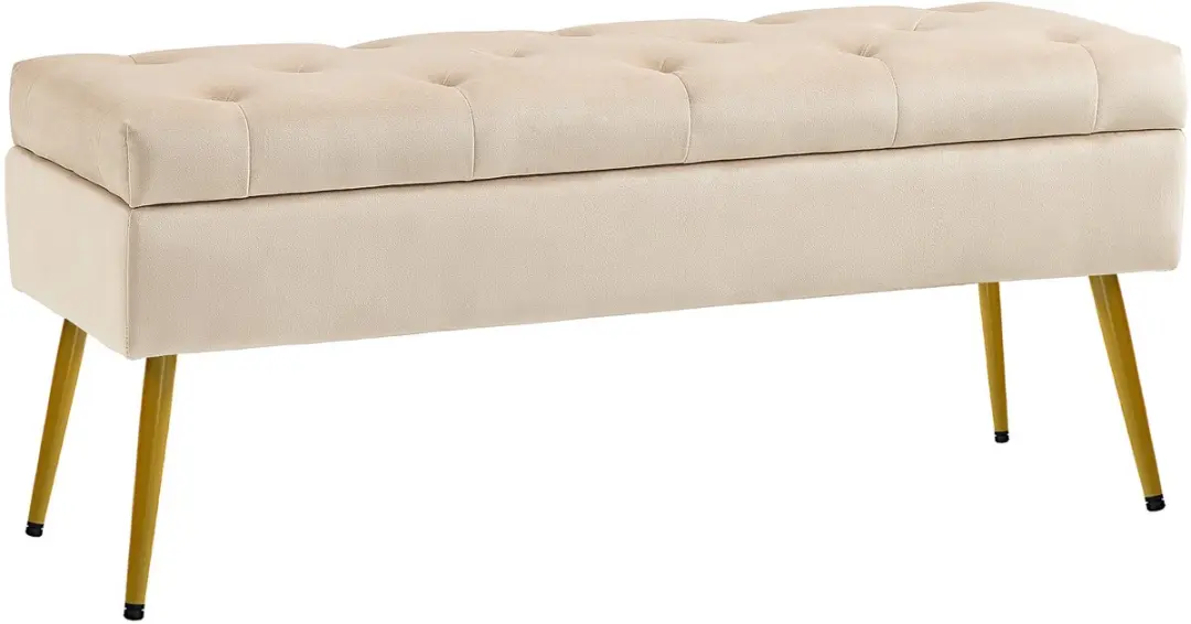 HOMCOM-Sitzbank-Polyester, Schaumstoff-102L x 35B x 43H cm-Beige