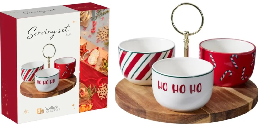 Kerstservies van steengoed, 4-delig - afbeelding 2 van 3
