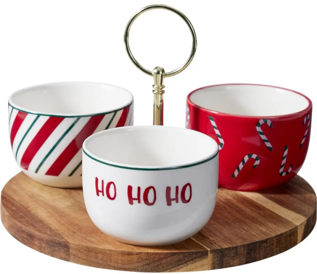 Kerstservies van steengoed, 4-delig