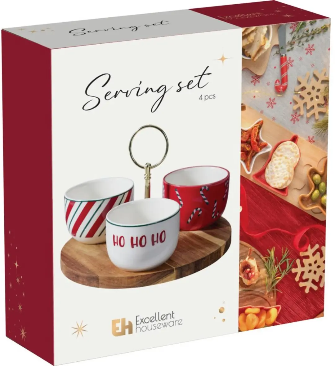 Kerstservies van steengoed, 4-delig - afbeelding 3 van 3