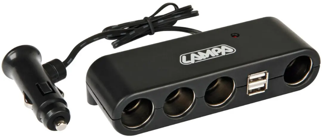 Lader 12/24V adapter 4x sig plug F + 2 x usbA 5A 0.6m
