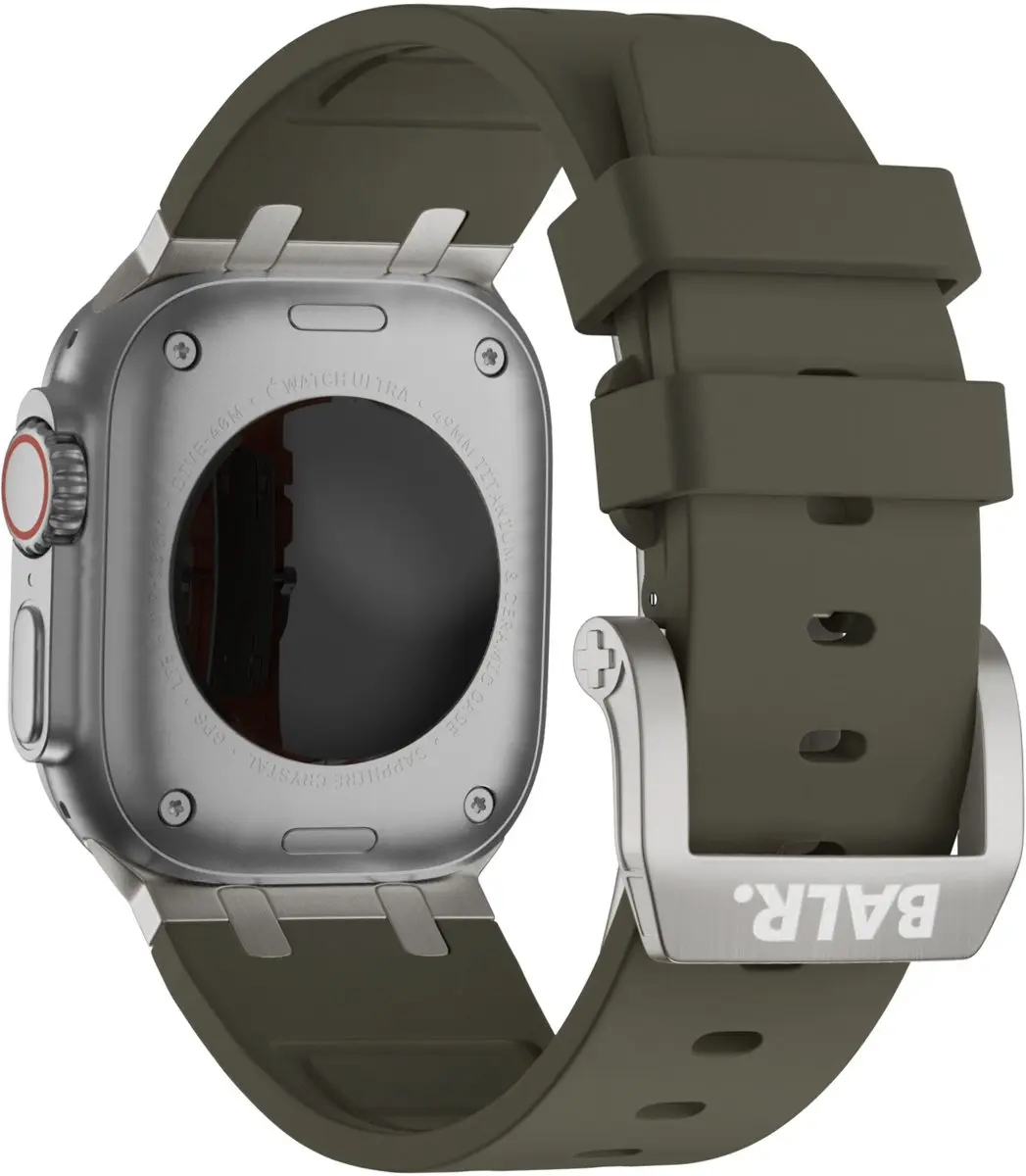 BALR. Liquid Siliconen Band Apple Watch 44/46/49mm - Bruin/Titanium