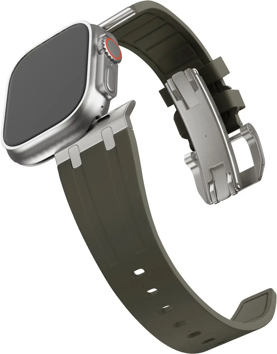 BALR. Liquid Siliconen Band Apple Watch 44/46/49mm - Bruin/Titanium